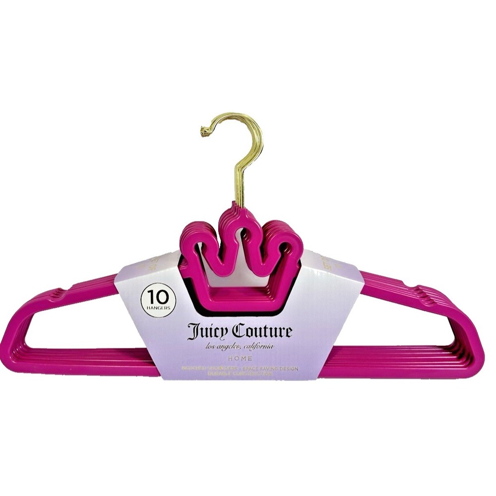 Juicy Couture Pink Velvet Hangers 10 Pack Crown Logo Closet Organizer New